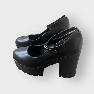 SHE&IN Black Mary Jane Ankle Strap Platform Heels